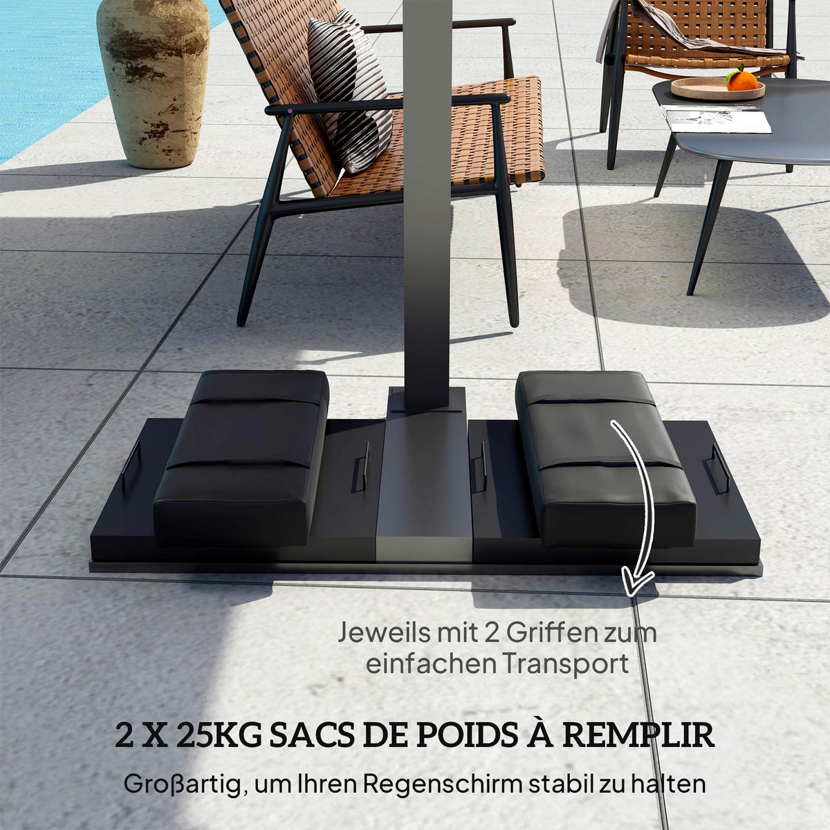 Outsunny Sandsack 2er Set schwarz Stoff B/H/L: ca. 30x11x76 cm Sandsack 2er Set - schwarz (76,00/30,00/11,00cm) - Outsunny