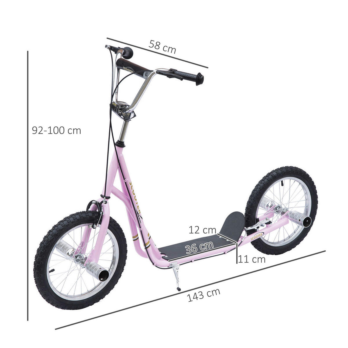HOMCOM Kinderroller rosa Kinderroller - rosa (143,00/58,00/100,00cm) - HOMCOM