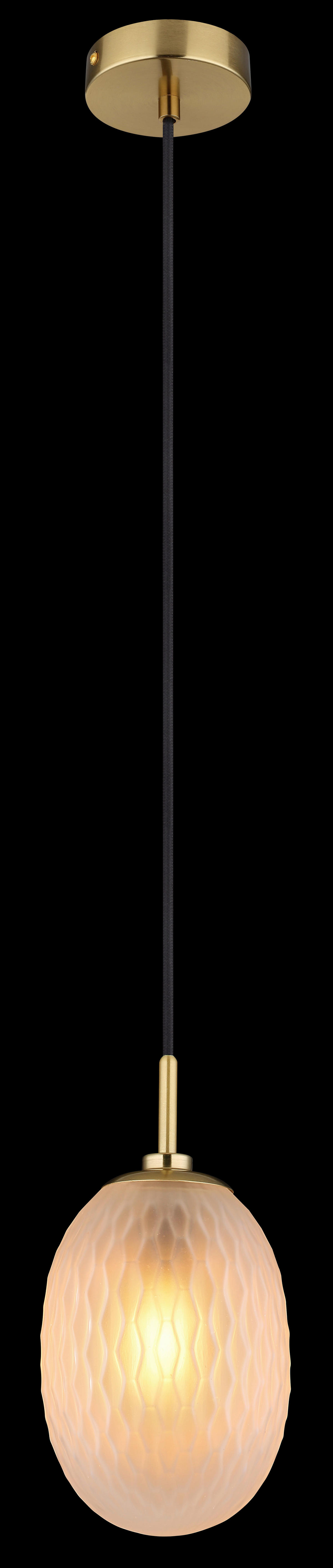 GLOBO Pendelleuchte gold schwarz Glas Metall Textil H/D: ca. 120x15 cm E14 1 Brennstellen DEVIN - gold/schwarz (15,00/120,00cm) - GLOBO