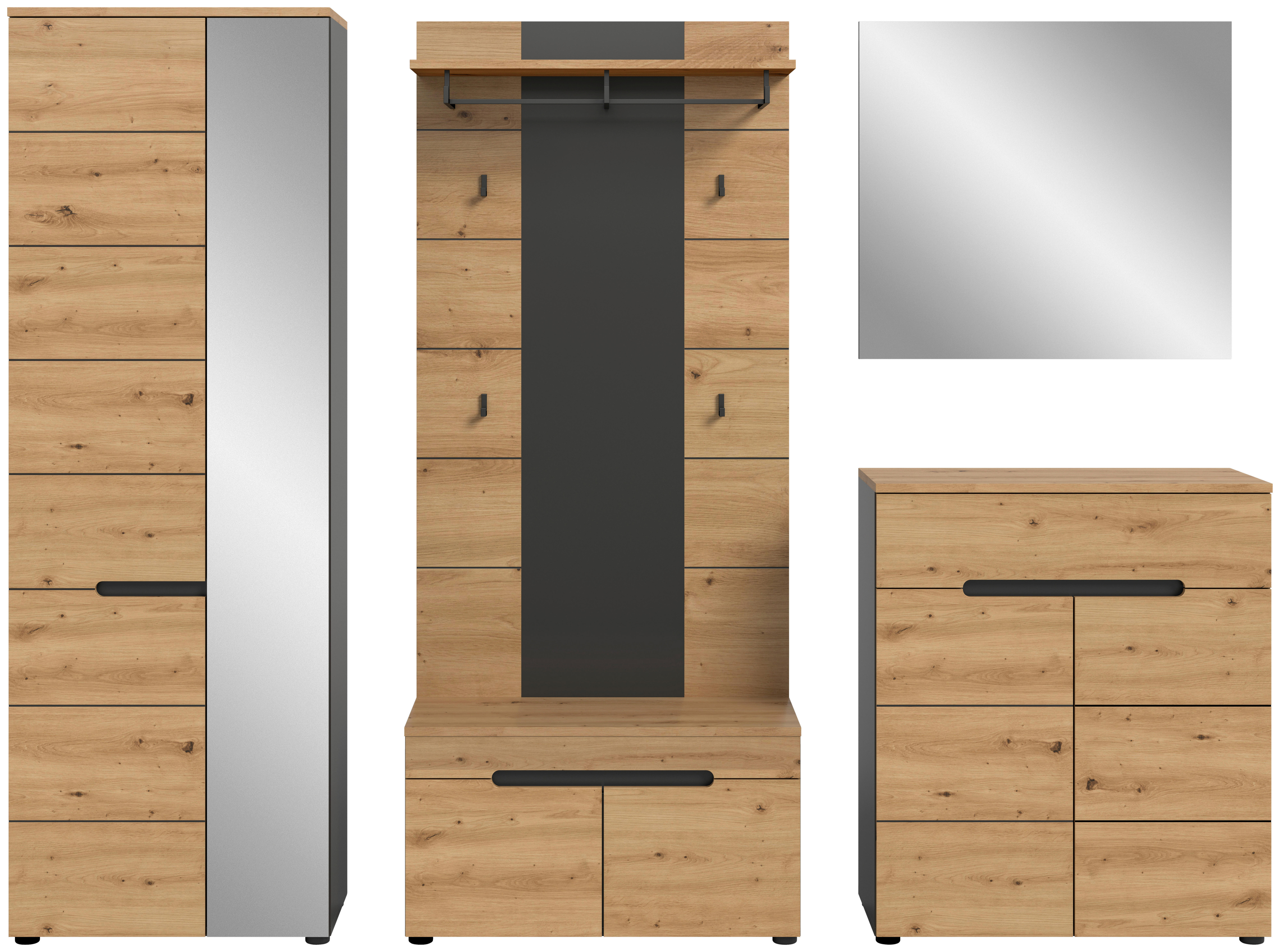 Garderobe Canu basaltgrau Nachbildung Artisan Nachbildung B/H/T: ca. 255x190x37 cm Canu - basaltgrau (255,00/190,00/37,00cm) - xonox.home
