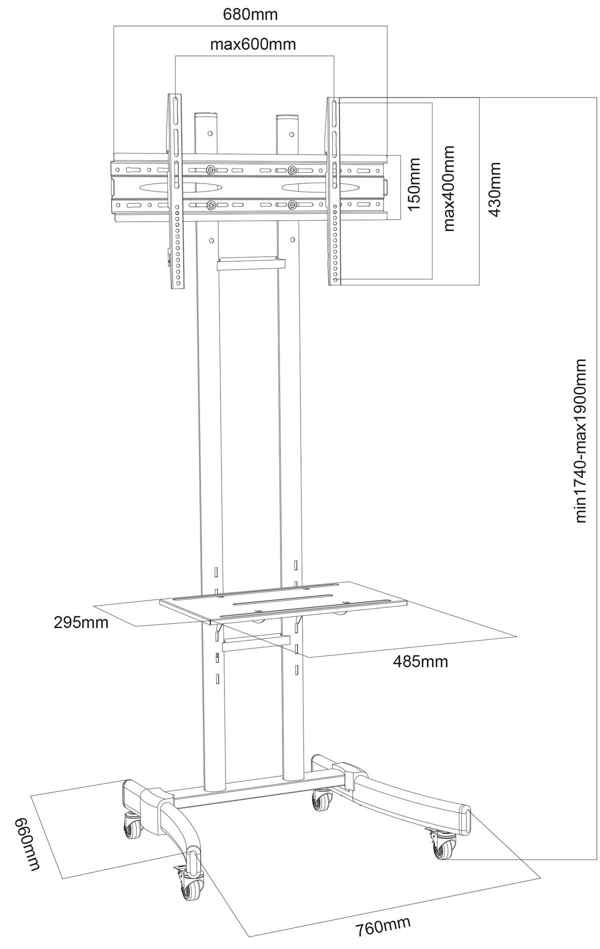 VCM TV-Standfuß TV-Standfuß_B-MS190_schwarz VCM - (190,00/76,00/66,00cm) - VCM
