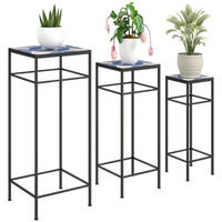 Outsunny Pflanzenständer 3er Set blau Metall B/H/L: ca. 28x71x28 cm Pflanzenständer 3er Set - blau (28,00/28,00/71,00cm) - Outsunny