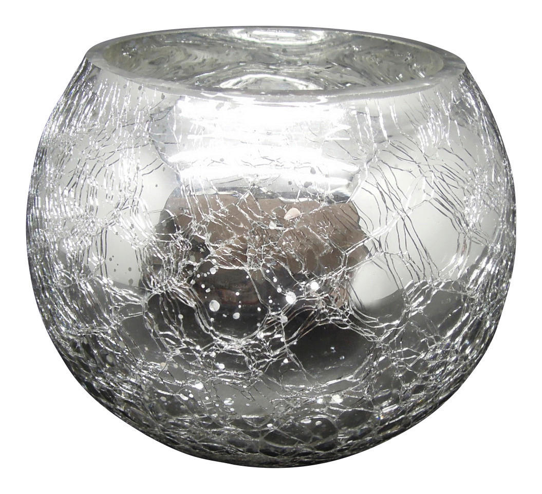 POCOline Windlicht silber Glas H/D: ca. 13x15 cm Windlicht_Crackle - silber (15,00/13,00cm) - POCOline