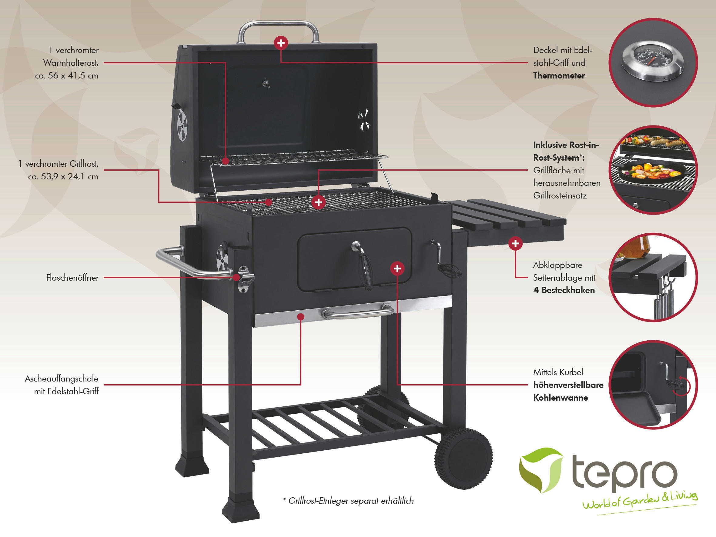 tepro Grill Metall B/H/L: ca. 67x107x115...