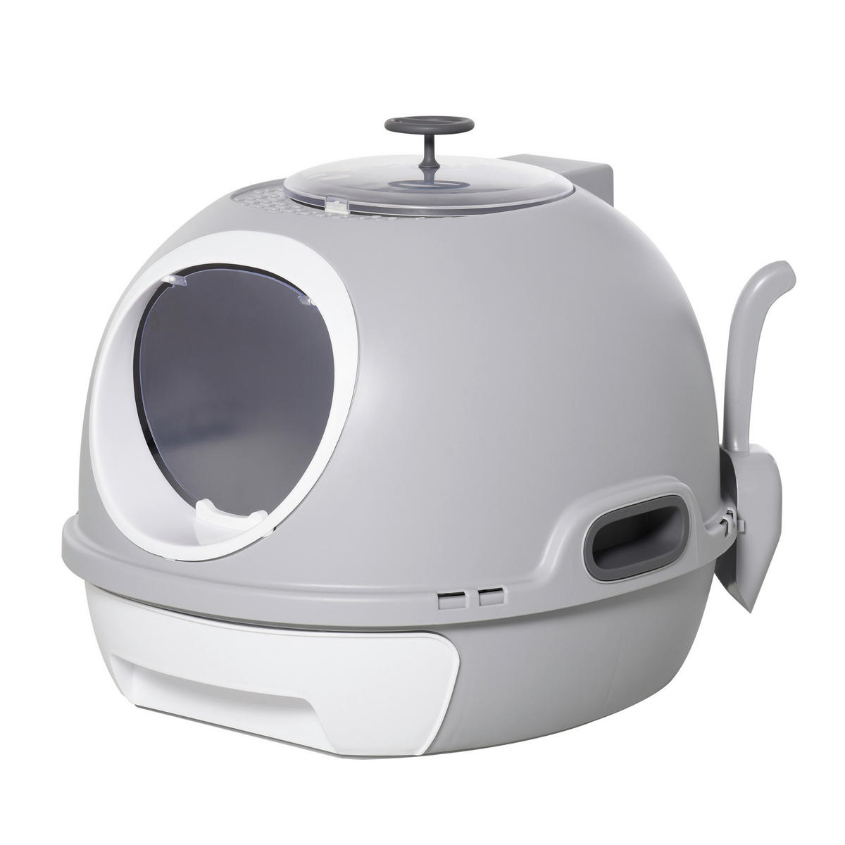 PawHut Katzentoilette grau Polypropylen B/H/L: ca. 47x44x55 cm Katzentoilette - grau (55,00/47,00/44,00cm) - PawHut