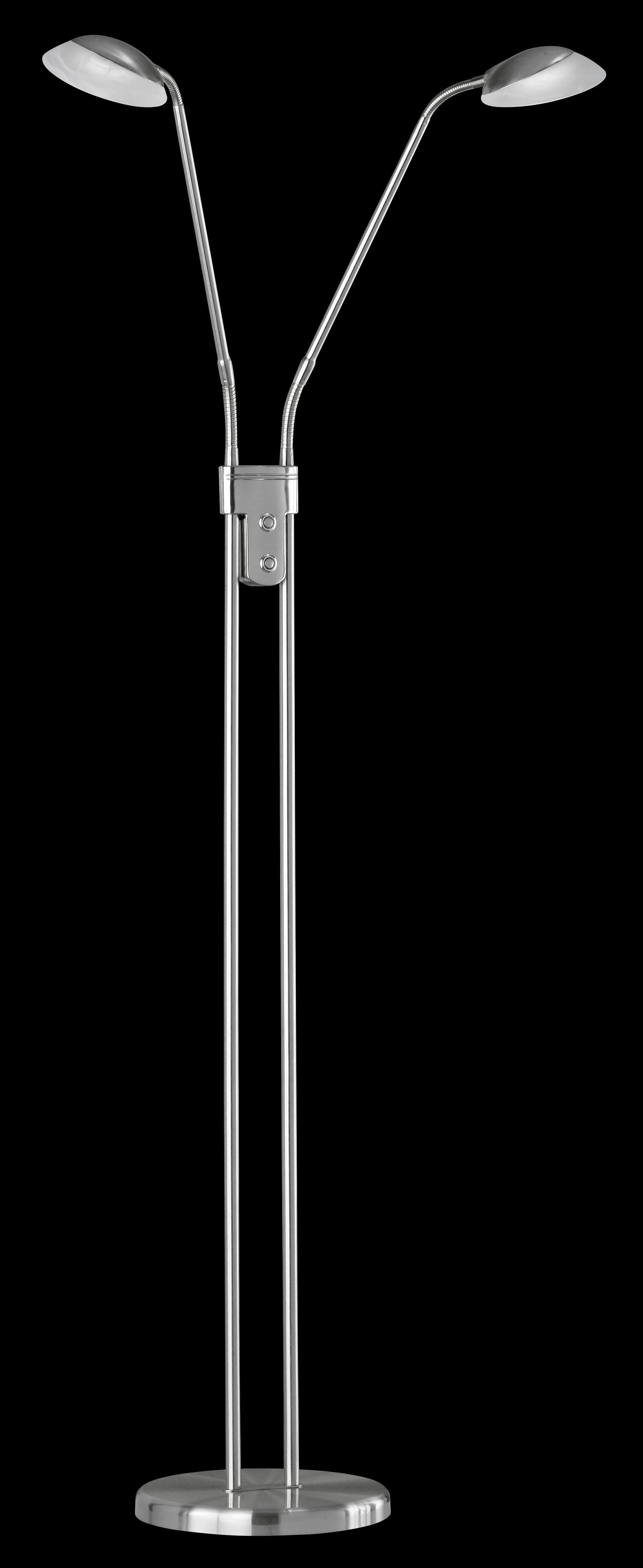 Fischer & Honsel LED-Stehleuchte 40074 nickel matt weiß Glas Metall H/D: ca. 160x26 cm 2 Brennstellen Pool TW - weiß/nickel matt (26,00/160,00cm) - Fischer & Honsel
