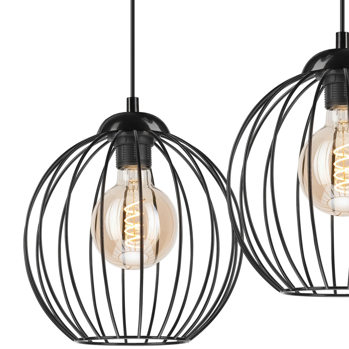 Lamkur Pendelleuchte ZOYA 45405 schwarz Stahl H/L: ca. 55x100 cm E27 2 Brennstellen Zoya - schwarz (100,00cm) - Lamkur