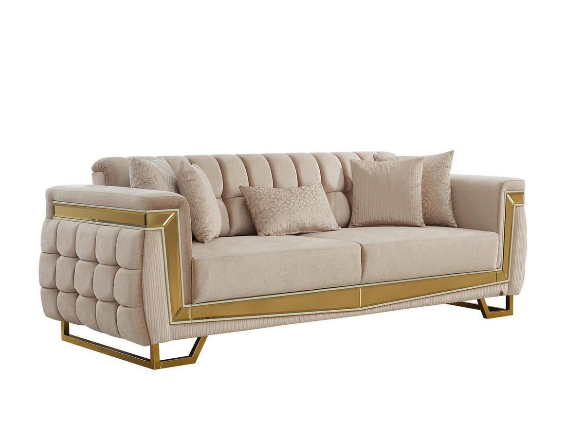 Sofa 3-2-1 Pera beige Webstoff Pera - gold/beige
