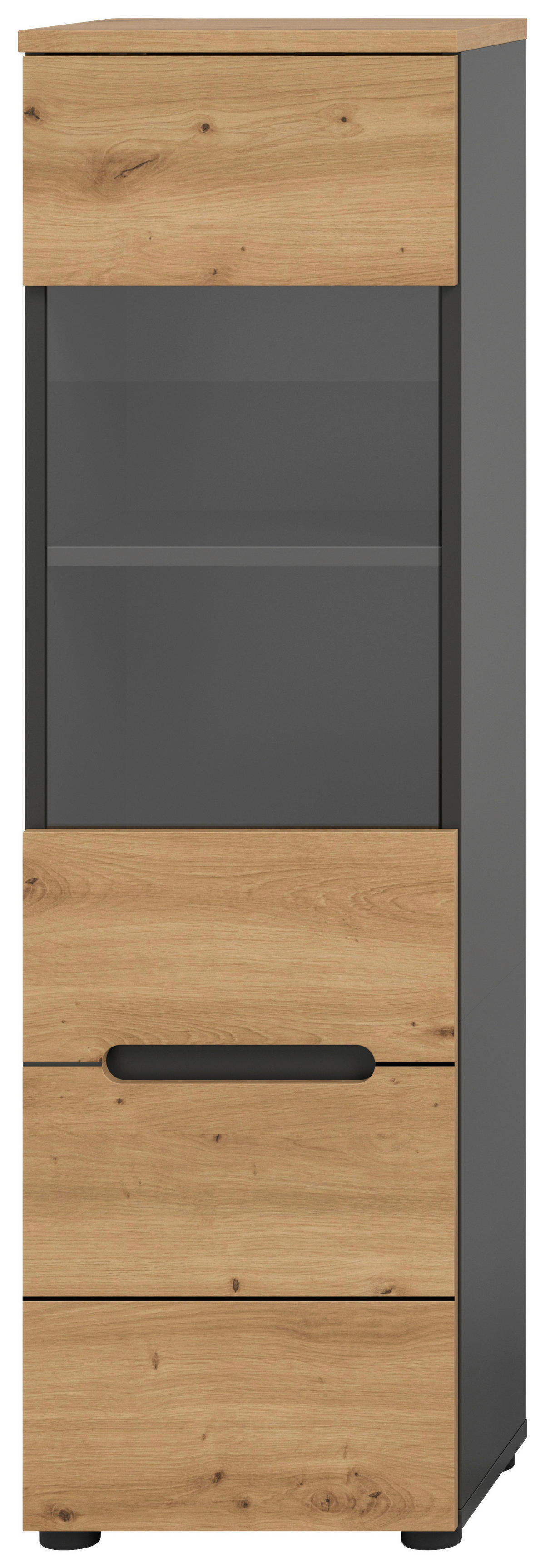 Vitrine Canu basaltgrau Nachbildung Artisan Oak Nachbildung B/H/T: ca. 36x125x33 cm Canu - basaltgrau (36,00/125,00/33,00cm) - xonox.home