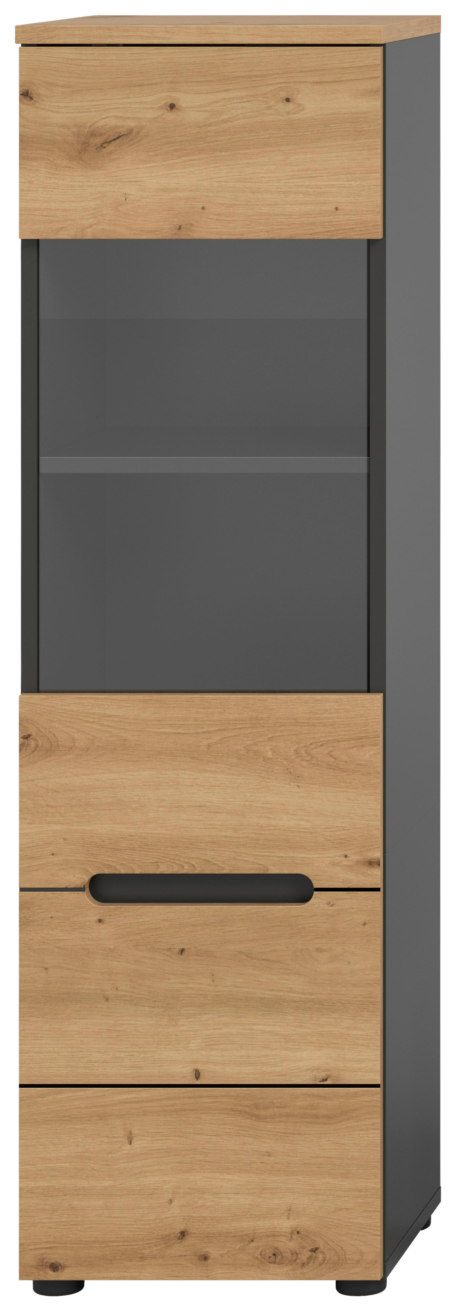 Thumbnail - Vitrine Canu basaltgrau Nachbildung Artisan Oak Nachbildung B/H/T: ca. 36x125x33 cm