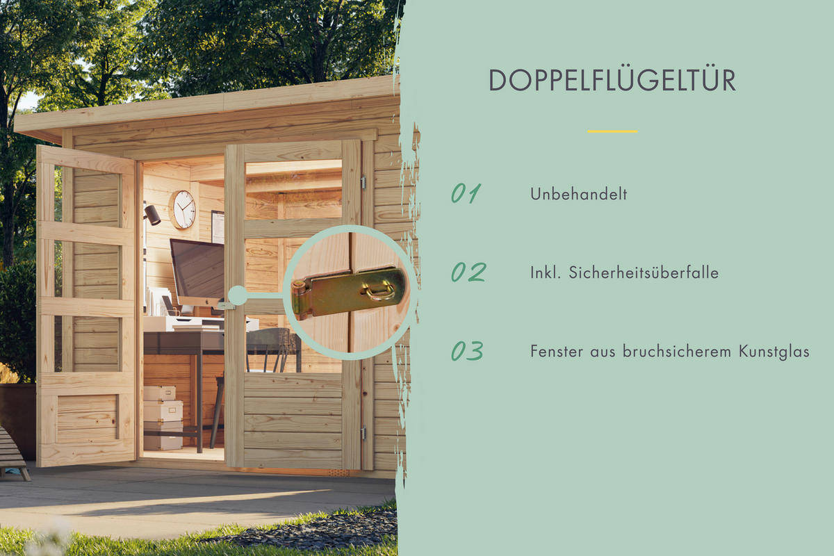 Karibu Gartenhaus Joschka 3 natur B/H/L: ca. 186x167x246 cm Joschka 3 - natur (246,00/186,00/167,00cm) - Karibu