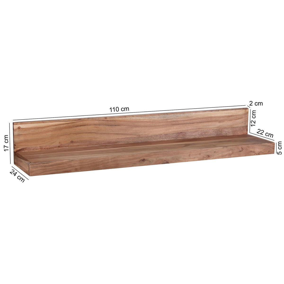 Wandregal natur B/H/T: ca. 110x17x24 cm Wandregal - natur (110,00/17,00/24,00cm) - Wohnling