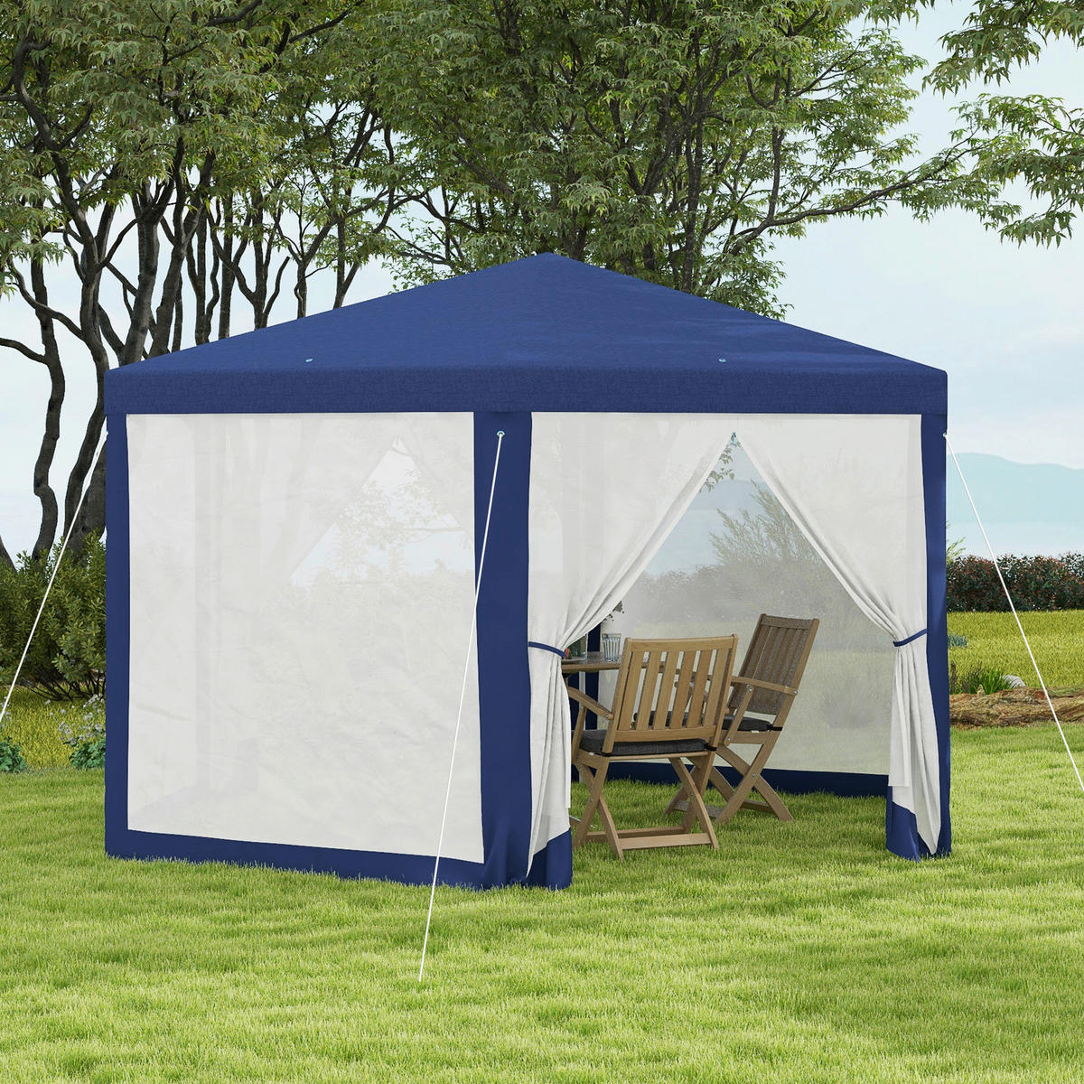 Outsunny Pavillon blau Polyester B/H/L: ca. 341,2x250x394 cm Pavillon - blau (394,00/341,20/250,00cm) - Outsunny