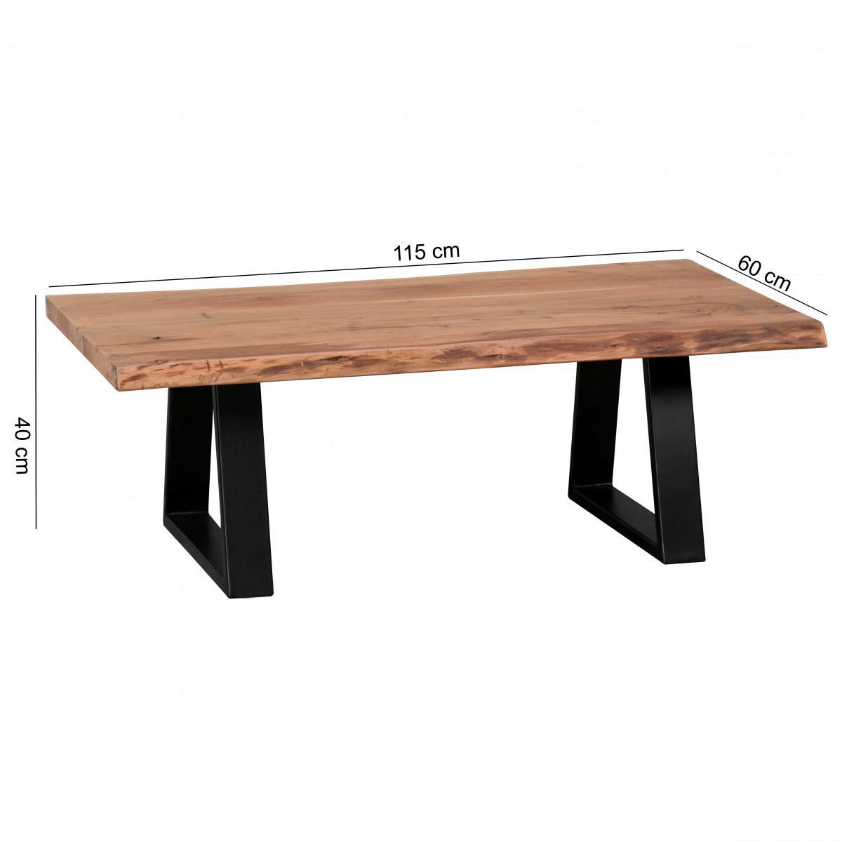 Couchtisch natur schwarz B/H/T: ca. 115x40x61 cm Couchtisch - natur/schwarz (115,00/40,00/61,00cm) - Wohnling