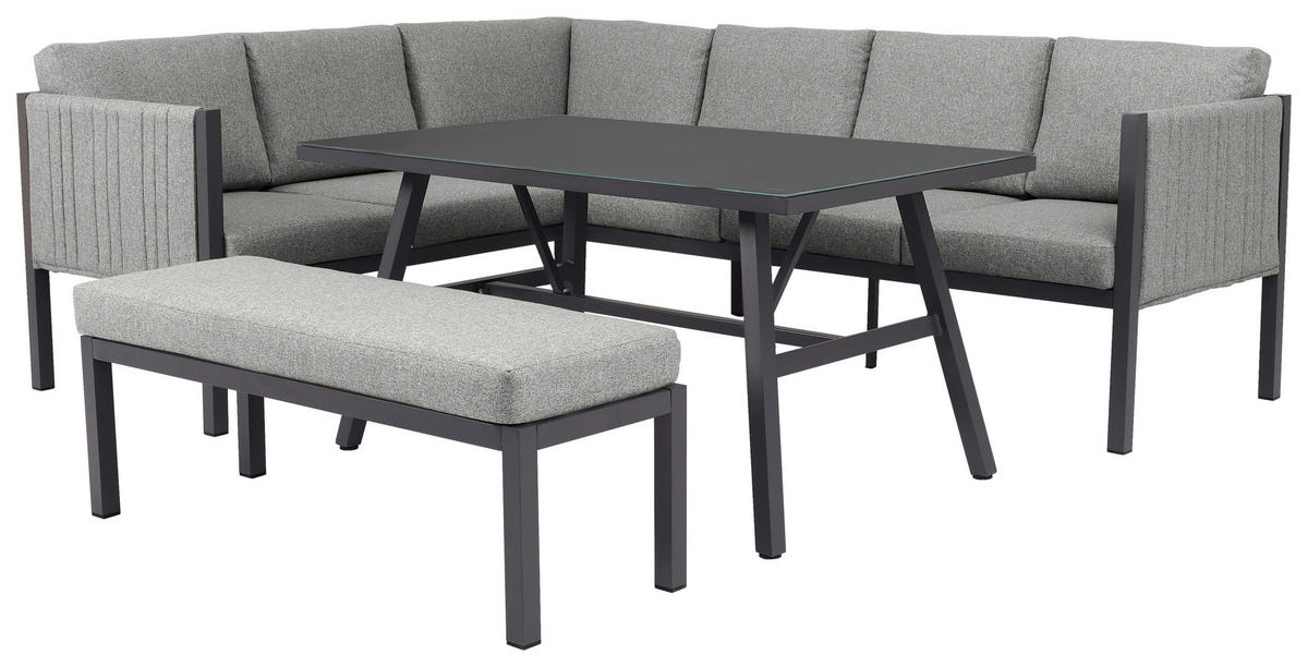 POCOline Gartensitzgruppe Alicante grau Alu Alicante - dunkelgrau/grau - POCOline