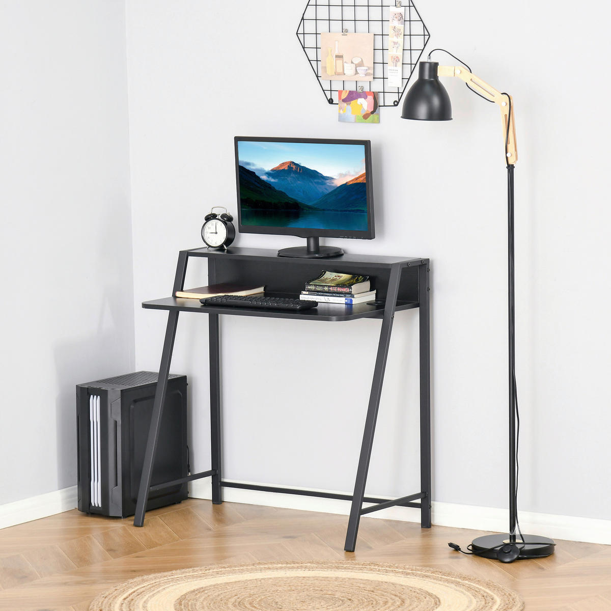 Schreibtisch 836-055BK schwarz B/H/T: ca. 84x85x45 cm 836-055BK - schwarz (84,00/85,00/45,00cm) - HOMCOM