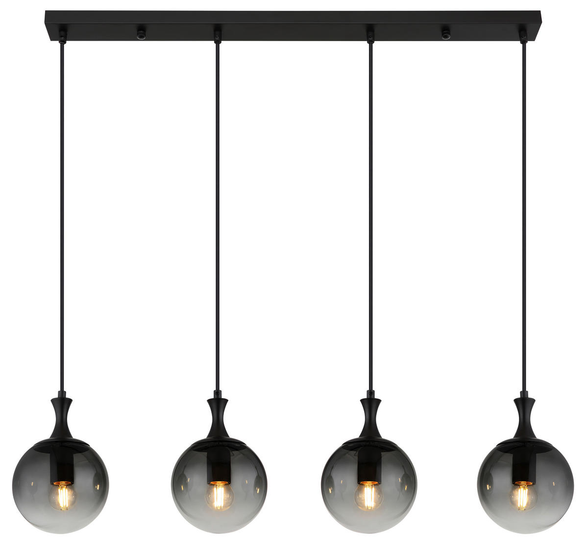 GLOBO LED Pendelleuchte mattschwarz Rauch Metall Kunststoff Glas B/H/T: ca. 90x130x15 cm 4.0 Brennstellen DALTON - mattschwarz/Rauch (90,00/130,00/15,00cm) - GLOBO