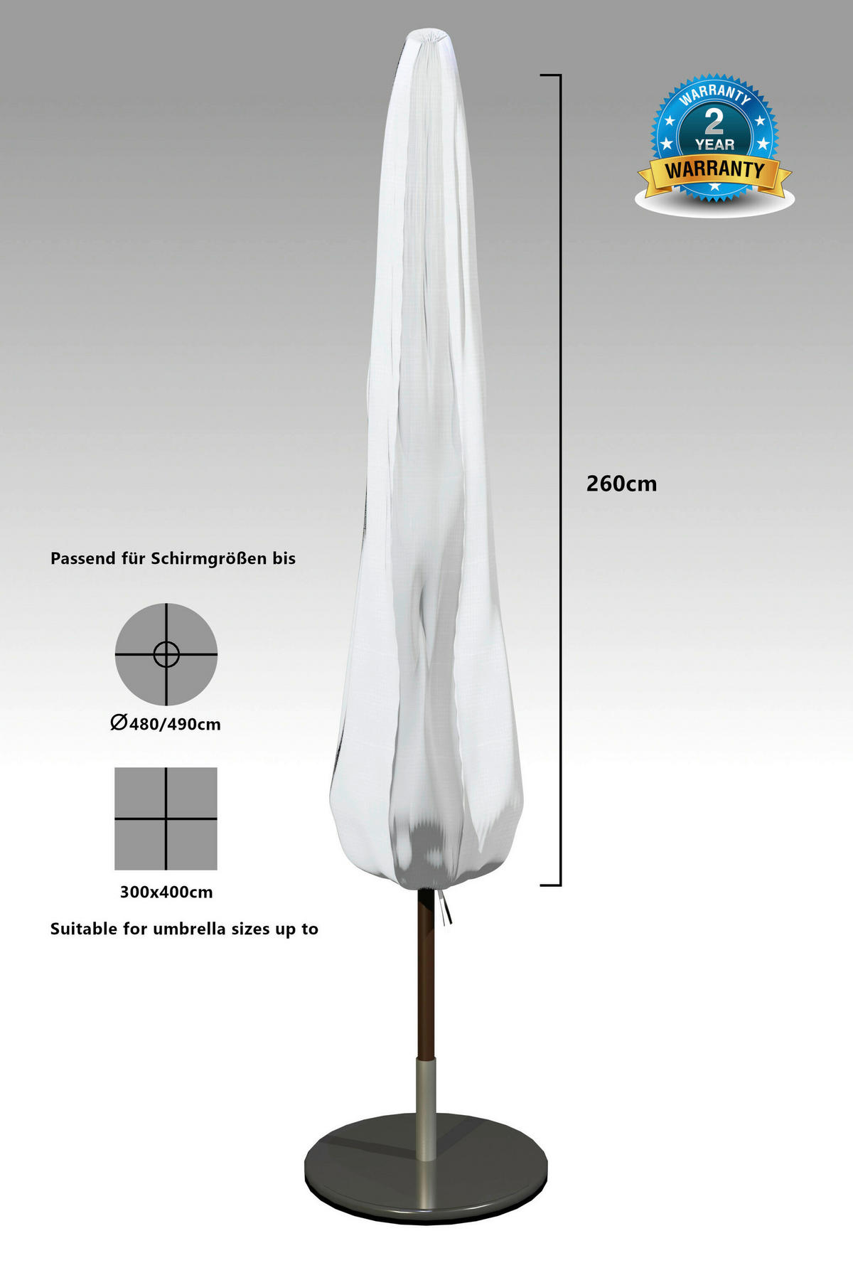 Grasekamp Schirmhülle transparent Kunststoff B/H/L: ca. 70x30x260 cm Schirmhülle_260x70cm - transparent (260,00/70,00/30,00cm) - Grasekamp
