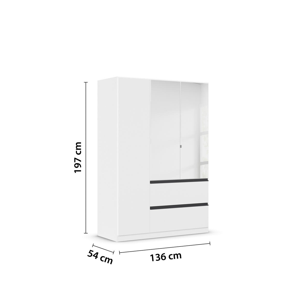 Kleiderschrank Costa Alpinweiß B/H/T: ca. 136x197x54 cm Costa - Alpinweiß/grau (136,00/197,00/54,00cm)