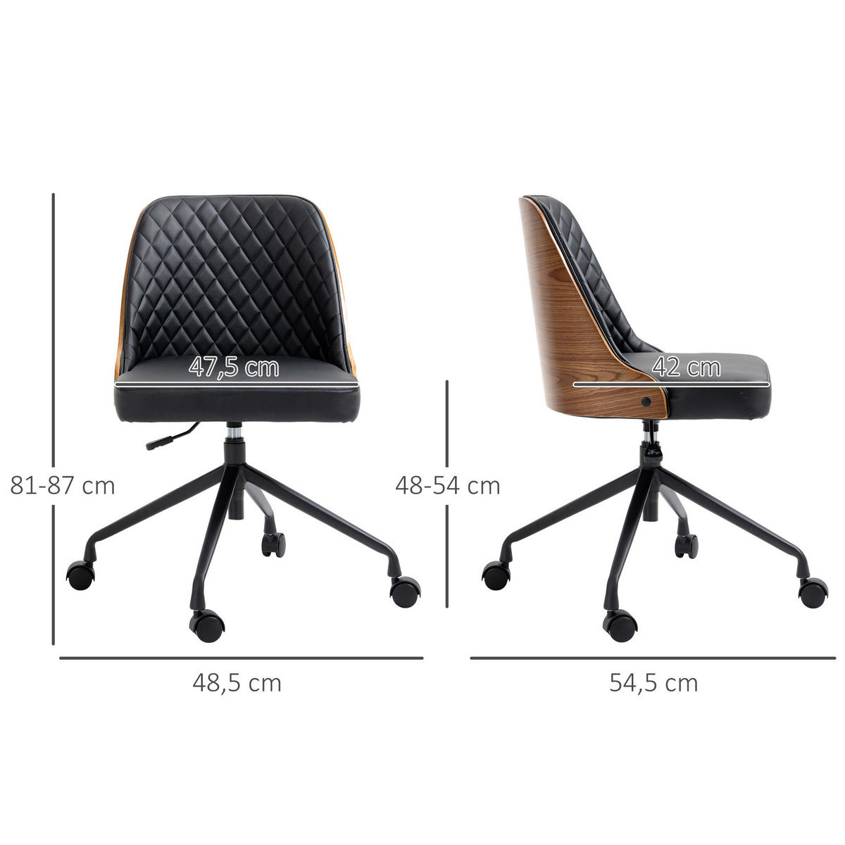 Drehstuhl 921-588 schwarz 921-588 - schwarz (48,50/81,00/54,50cm) - Vinsetto