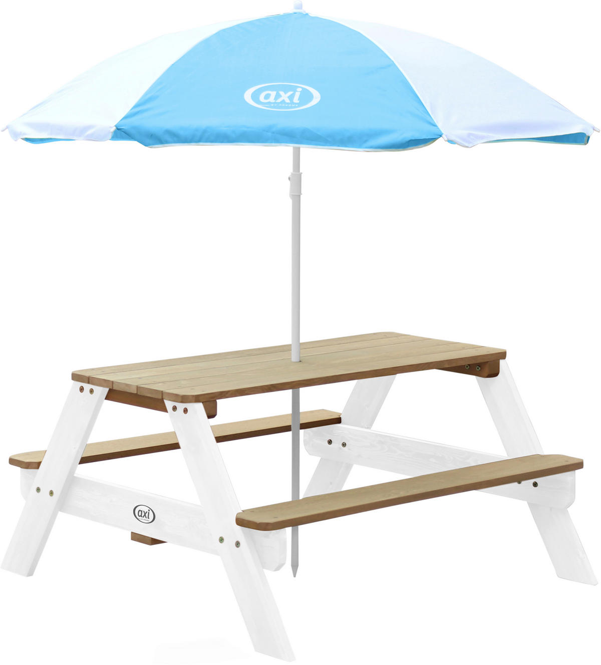 AXI Sonnenschirm blau Kunststoff H/D: ca. 175x125 cm Sonnenschirm - blau/weiß (125,00/175,00cm) - AXI