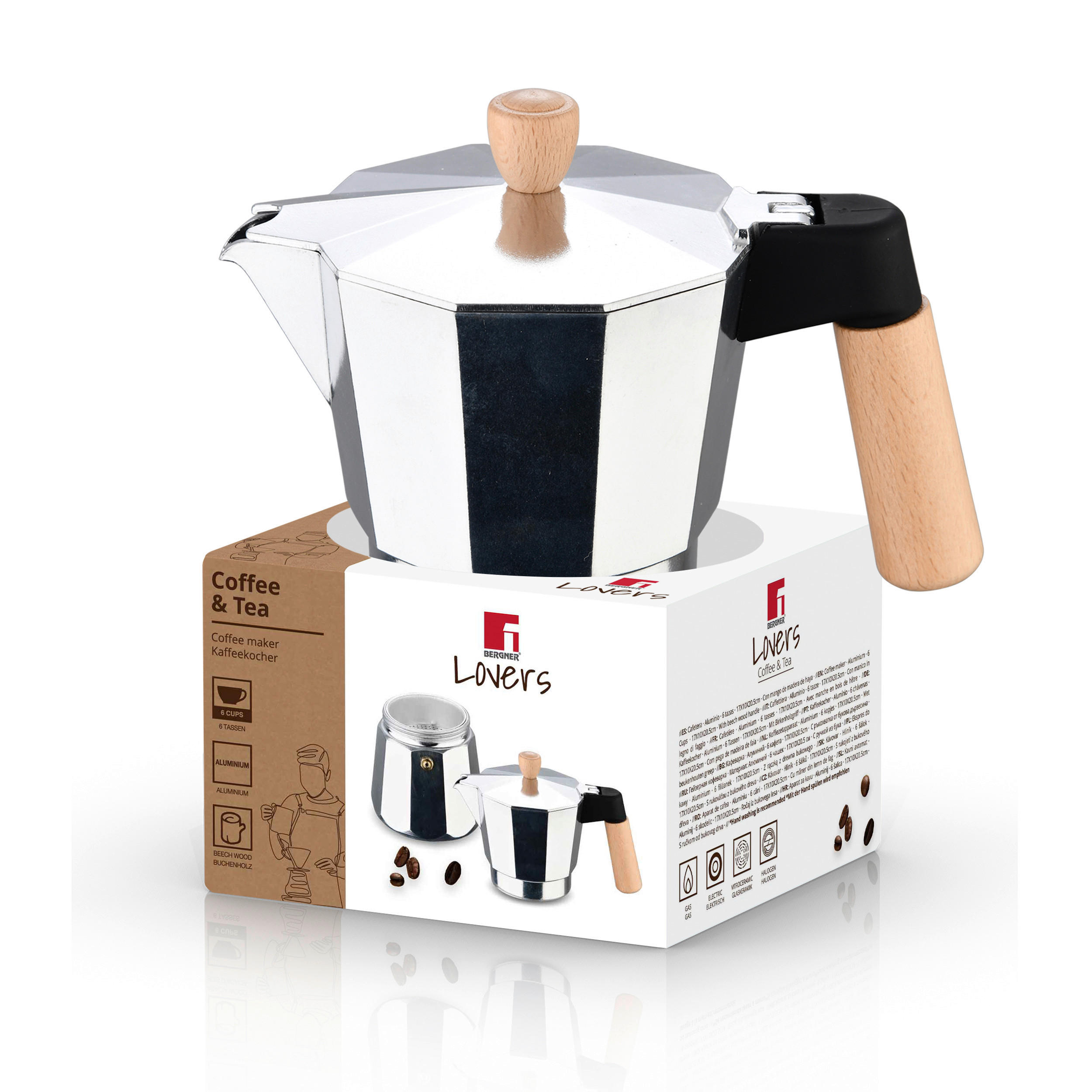 BERGNER Espressokocher COFFEE & TEA LOVERS weiß Silikon B/H/L: ca. 10x21x17 cm COFFEE & TEA LOVERS - weiß (17,00/10,00/21,00cm) - BERGNER