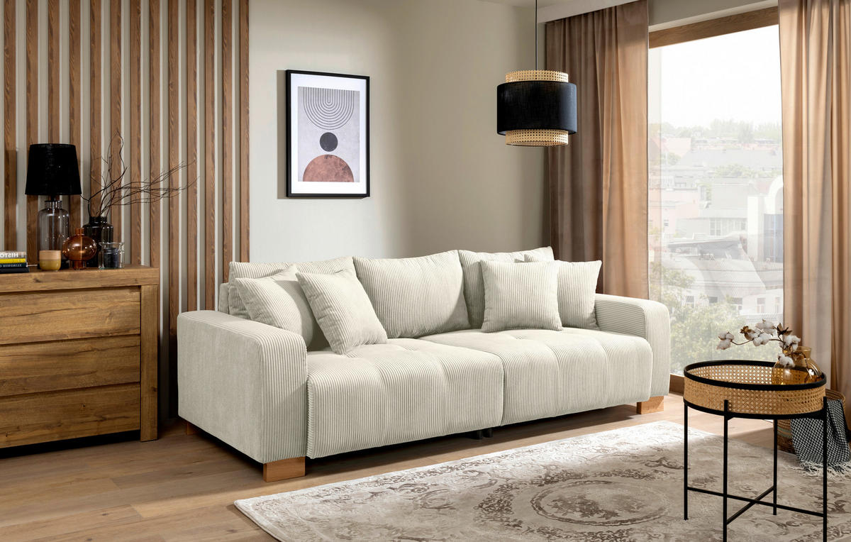 Big Sofa Alpha New beige Microfaser B/H/T: ca. 244x85x112 cm Alpha New - beige/buche (244,00/85,00/112,00cm)
