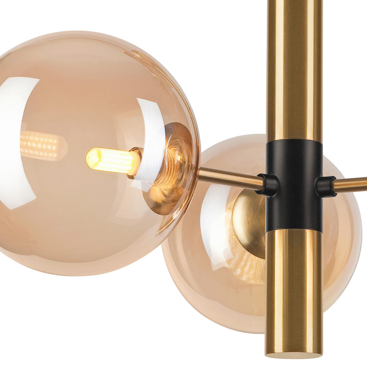 Lamkur Pendelleuchte ROLLO 49304 gold schwarz Stahl Glas H/L: ca. 32x36 cm E27 3 Brennstellen Rollo - gold/schwarz (36,00cm) - Lamkur