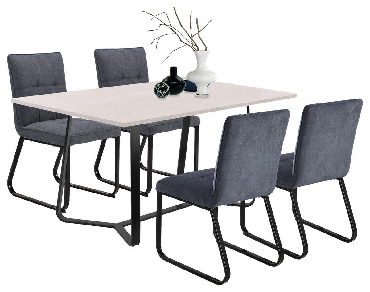 Stuhl TALEA  2er-Set dunkelgrau schwarz Webstoff Metall B/H/T: ca. 46x86x55 cm TALEA  2er-Set - schwarz/dunkelgrau (46,00/86,00/55,00cm) - byLIVING