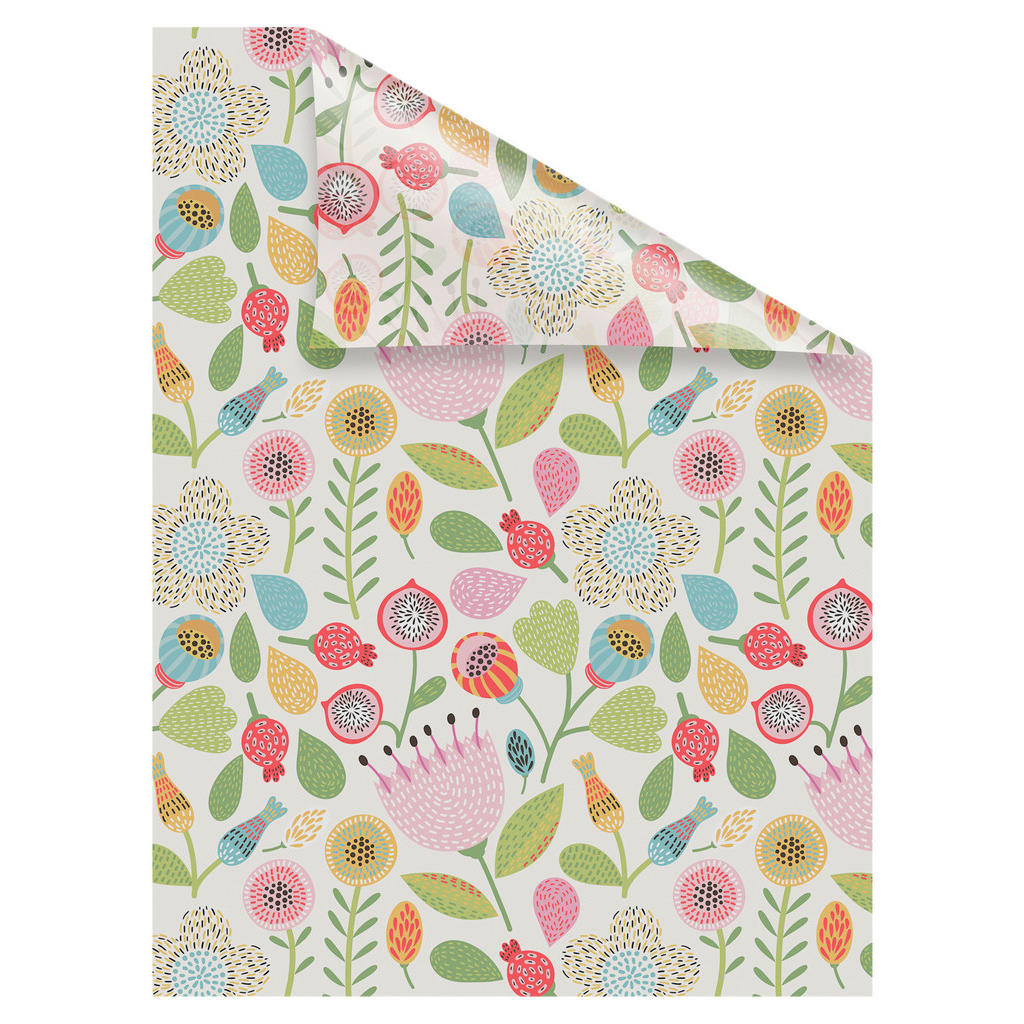 Thumbnail - LICHTBLICK Fensterfolie Blumen Floral Blumen bunt B/L: ca. 100x180 cm