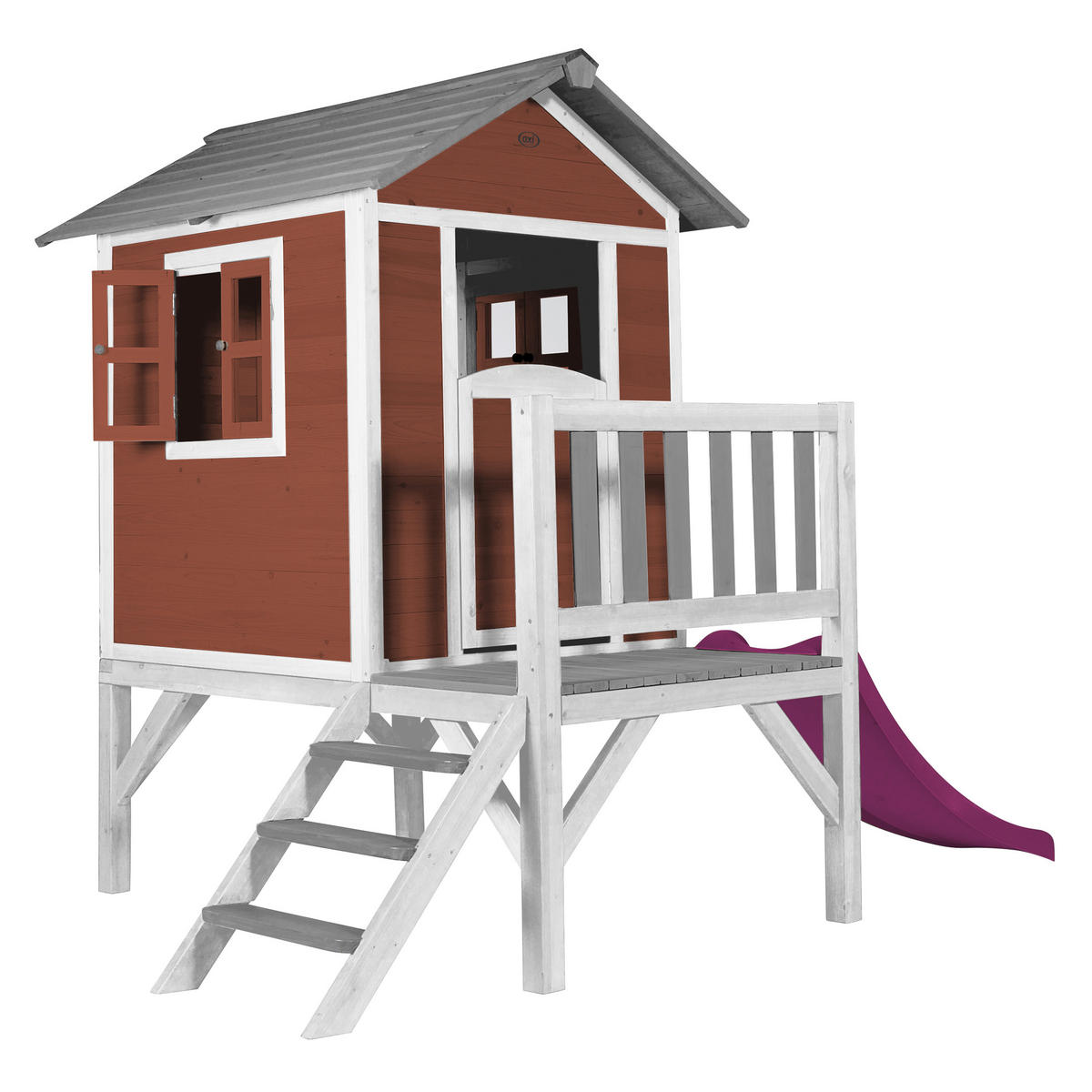 AXI Spielhaus Lodge XL rot B/H/T: ca. 240x189x167 cm Lodge XL - lila/weiß (240,00/189,00/167,00cm) - AXI