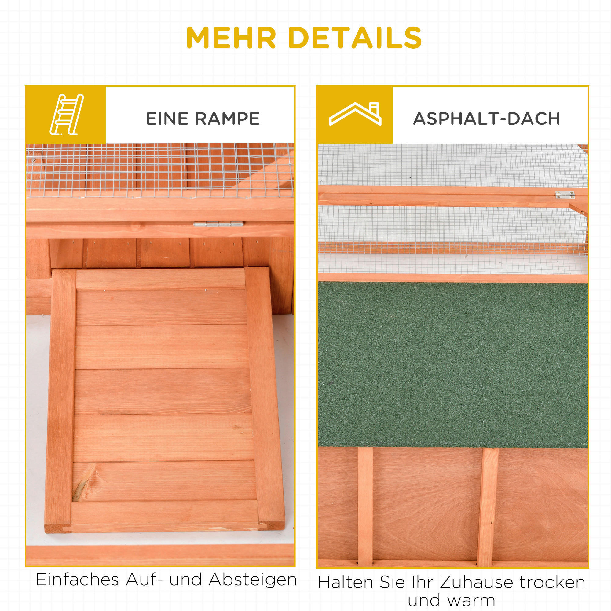 PawHut Stall orange Holz B/H/L: ca. 100x125,5x49 cm Kleintierstall - orange (49,00/100,00/125,50cm) - PawHut