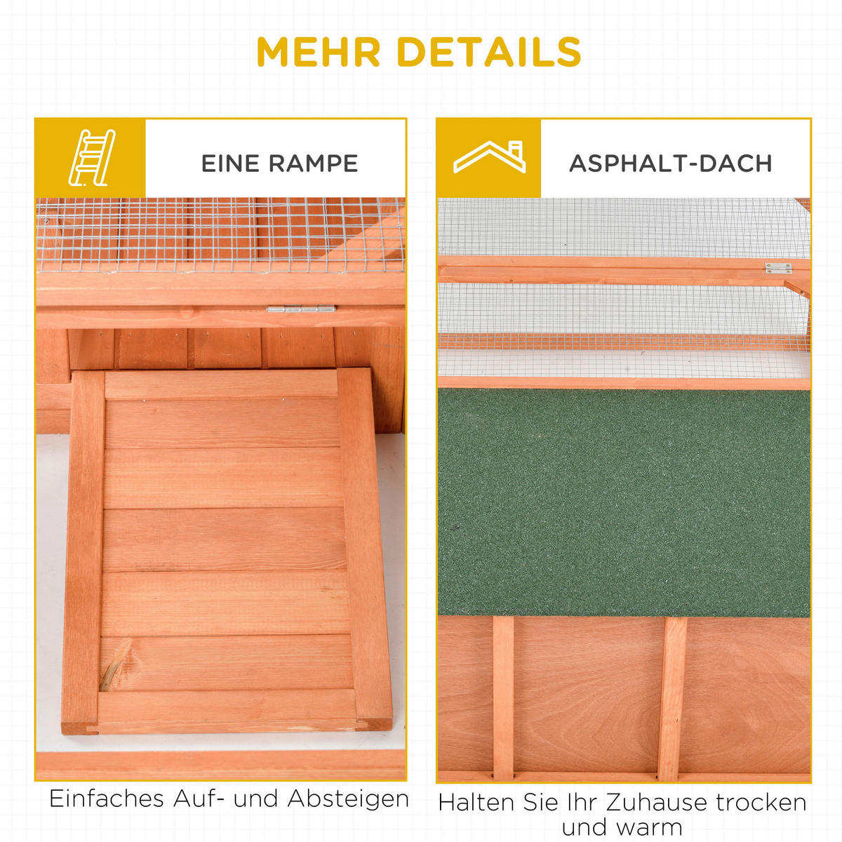 PawHut Stall orange Holz B/H/L: ca. 100x125,5x49 cm Kleintierstall - orange (49,00/100,00/125,50cm) - PawHut