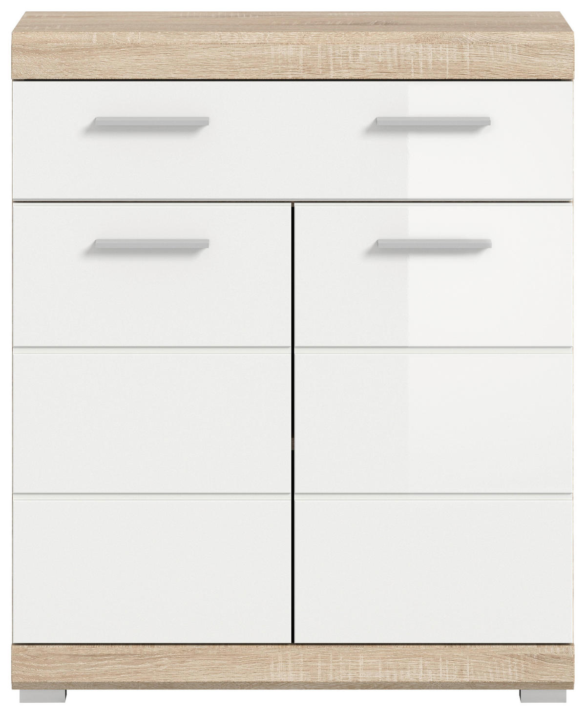 Schrank Lambada Eiche Sonoma Nachbildung weiß Hochglanz B/H/T: ca. 74x88x31 cm Lambada - Eiche/weiß (74,00/88,00/31,00cm) - xonox.home