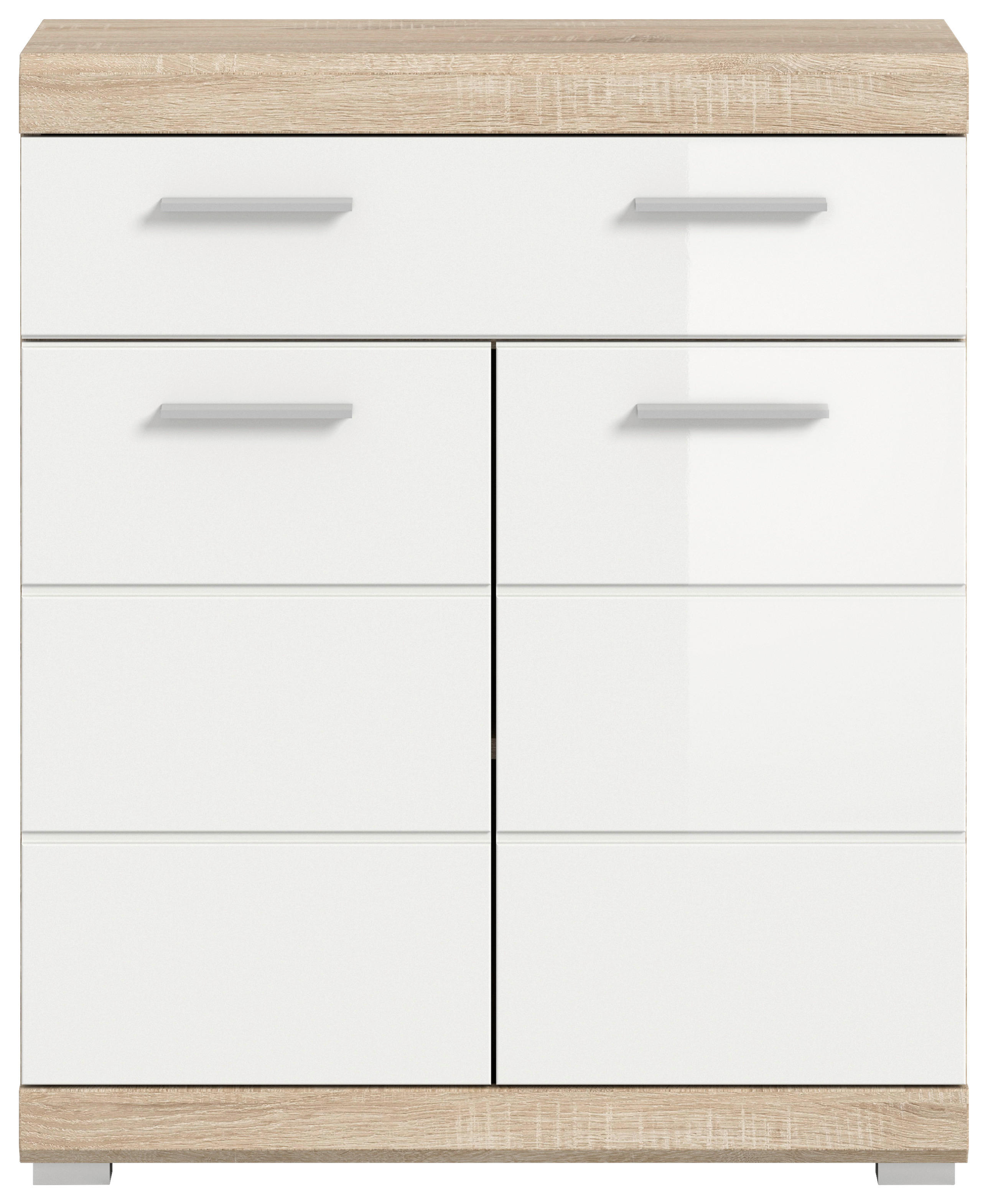 Thumbnail - Schrank Lambada Eiche Sonoma Nachbildung weiß Hochglanz B/H/T: ca. 74x88x31 cm