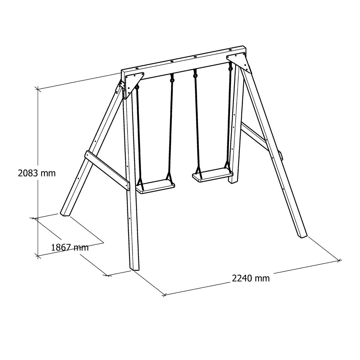AXI Doppelschaukel Yuna braun B/H/L: ca. 224x208x186 cm Yuna - blau/braun (186,00/224,00/208,00cm) - AXI