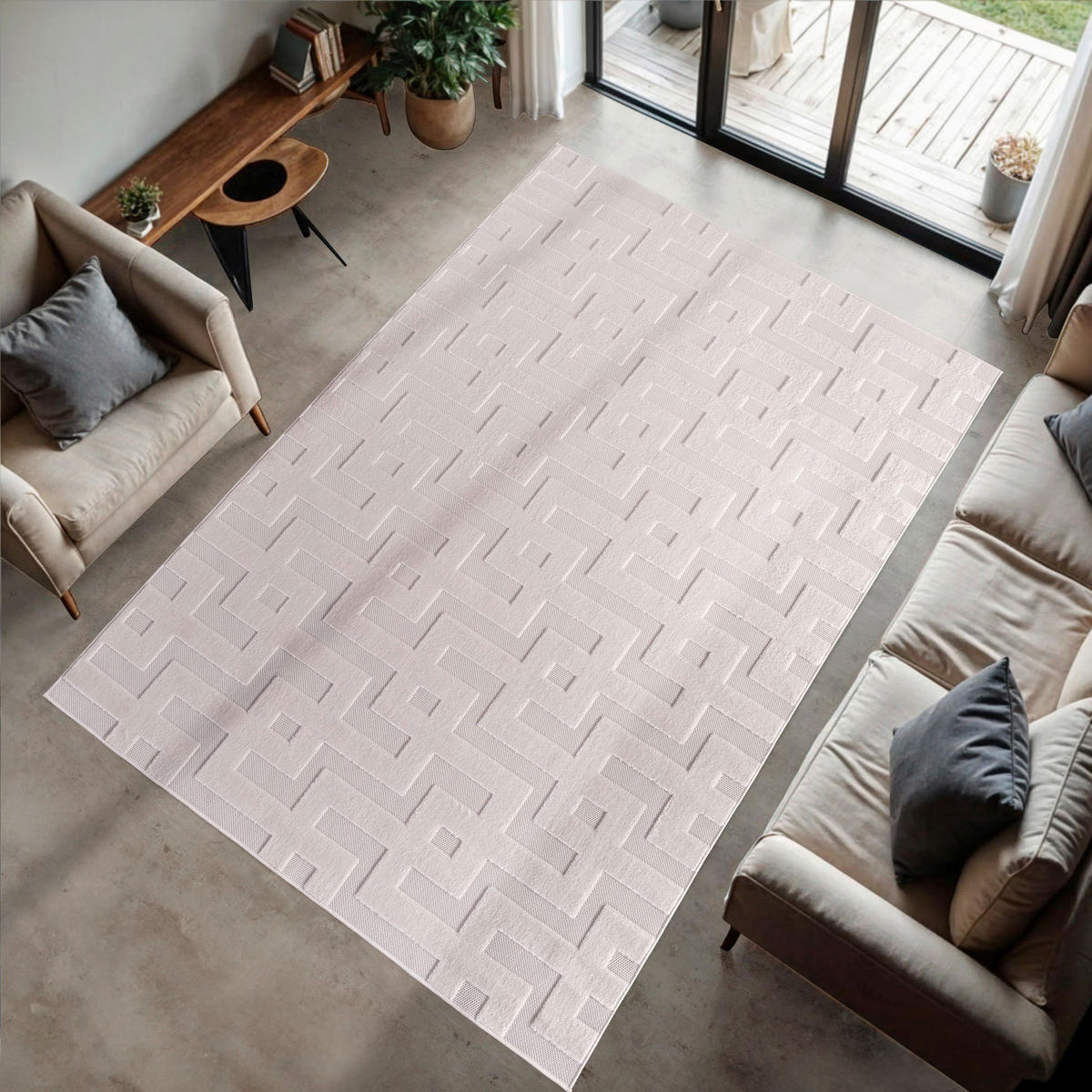 Ayyildiz Kurzflorteppich DOHA creme B/L: ca. 80x250 cm DOHA - creme (80,00/250,00cm) - Ayyildiz