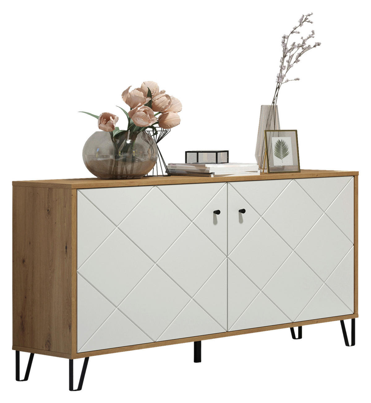 Kommode Touch Eiche Artisan Nachbildung weiß matt B/H/T: ca. 123x76x40 cm Touch - Eiche/weiß (123,00/76,00/40,00cm)
