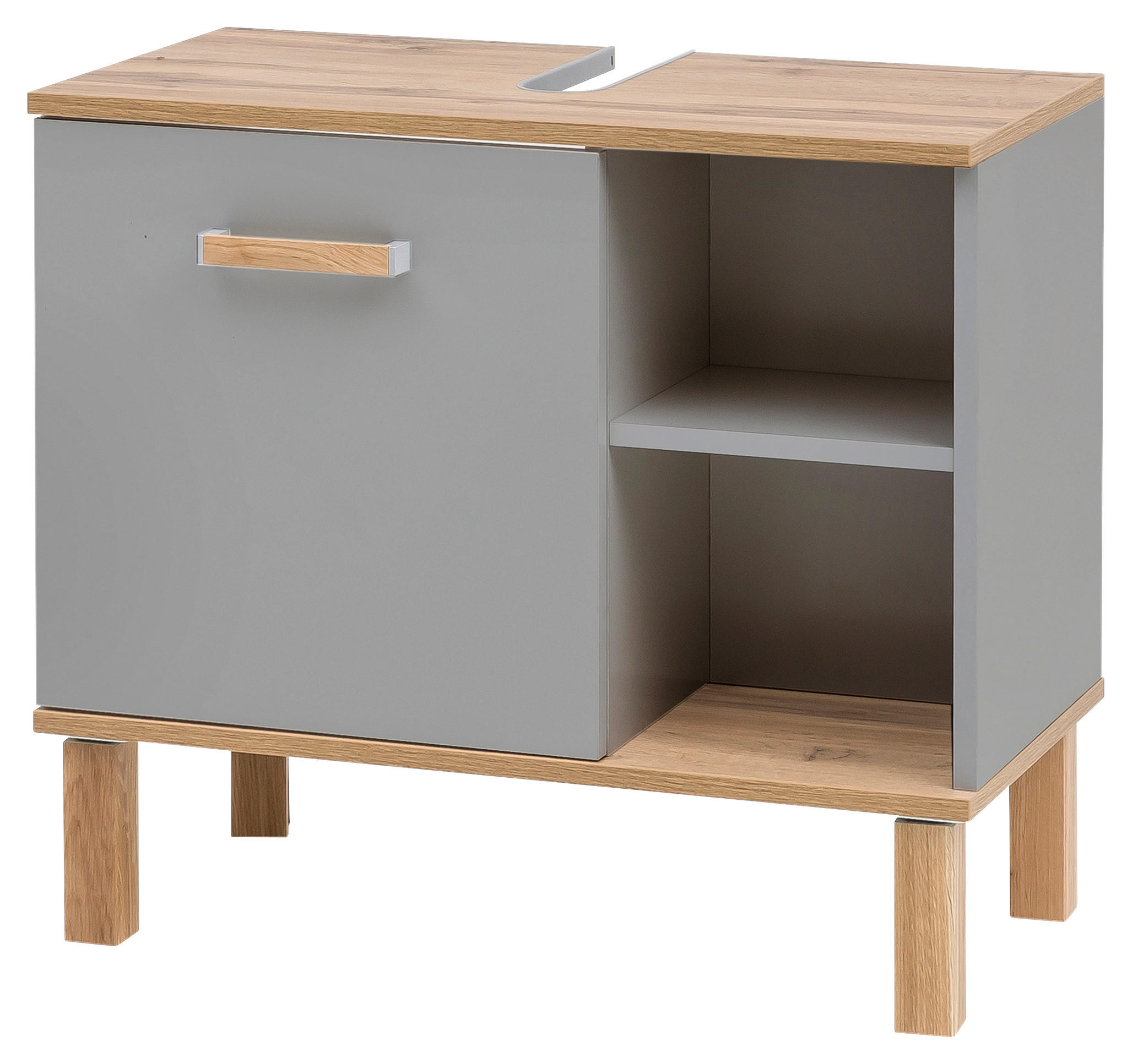 Waschbeckenunterschrank Padua grau Eiche Landhaus Nachbildung B/H/T: ca. 65,2x60,1x35 cm Padua - Eiche/grau (65,20/60,10/35,00cm) - Möbelpartner
