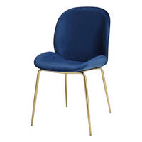 Stuhl Charlize 100 2er blau Microfaser B/H/T: ca. 48x87x59 cm Charlize 100 2er - blau/messing (48,00/87,00/59,00cm) - 360 Living