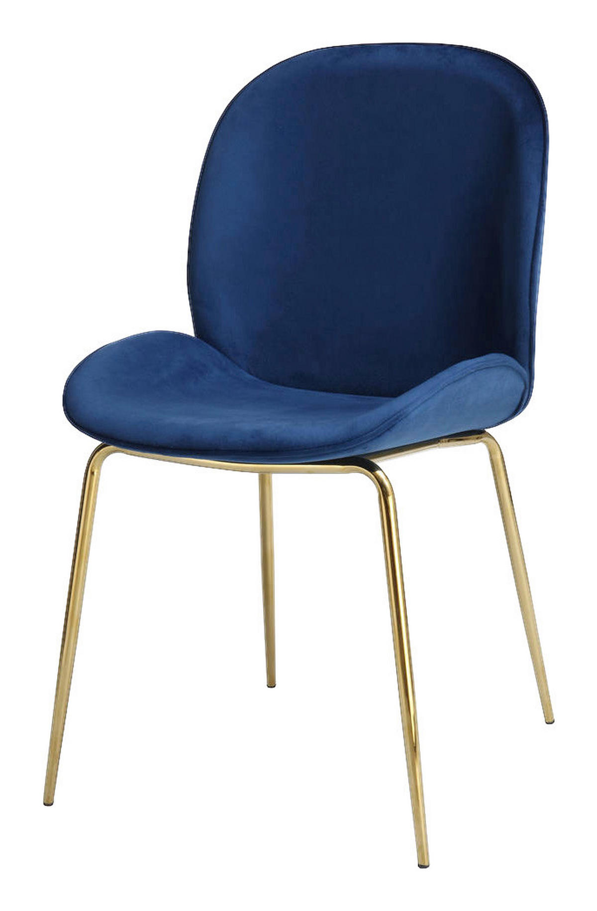Stuhl Charlize 100 2er blau Microfaser B/H/T: ca. 48x87x59 cm Charlize 100 2er - blau/messing (48,00/87,00/59,00cm) - 360 Living