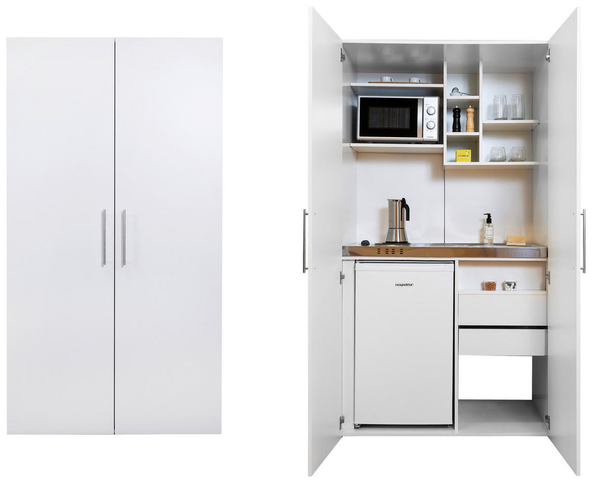Respekta Schrankküche Economy weiß matt B/H/T: ca. 104x193x67 cm Economy - weiß (104,00/193,00/67,00cm) - Respekta