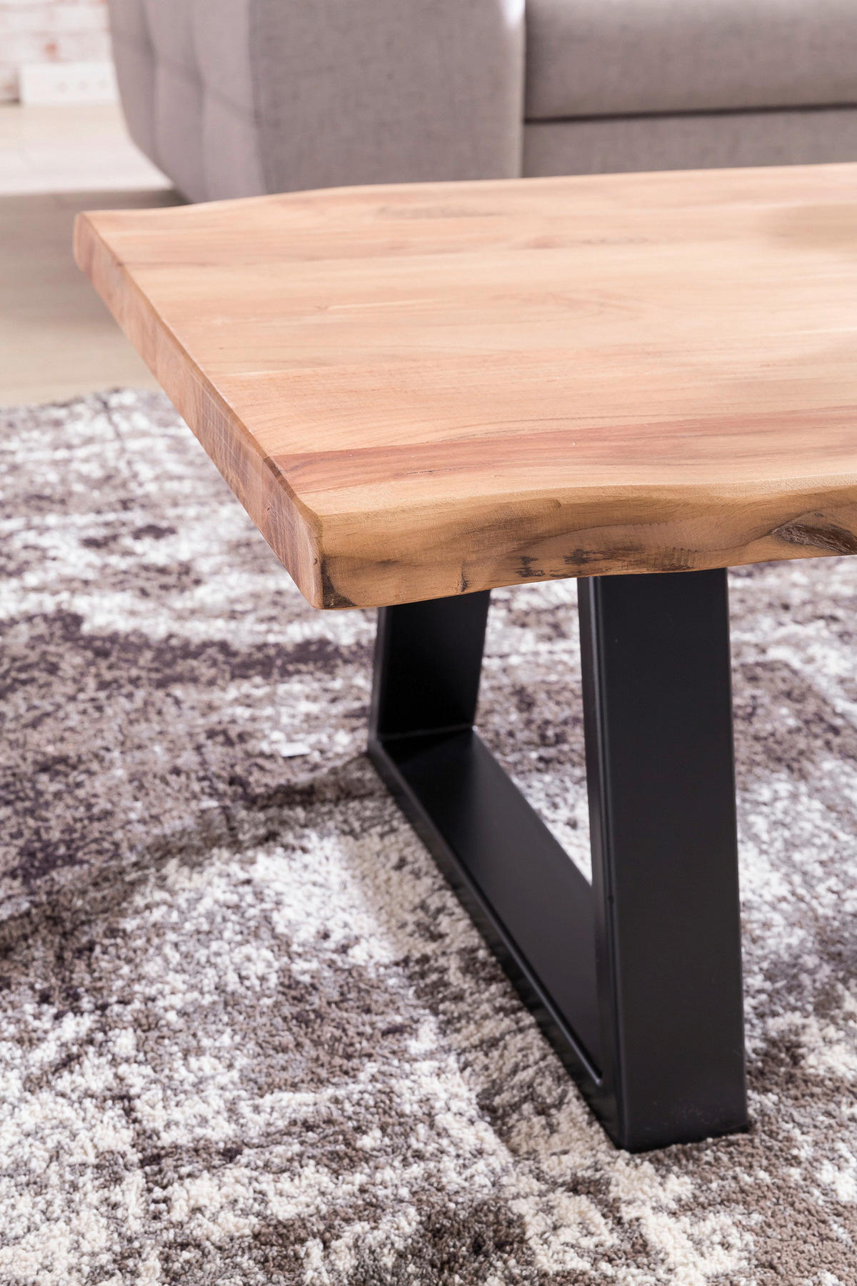 Couchtisch natur schwarz B/H/T: ca. 115x40x61 cm Couchtisch - natur/schwarz (115,00/40,00/61,00cm) - Wohnling