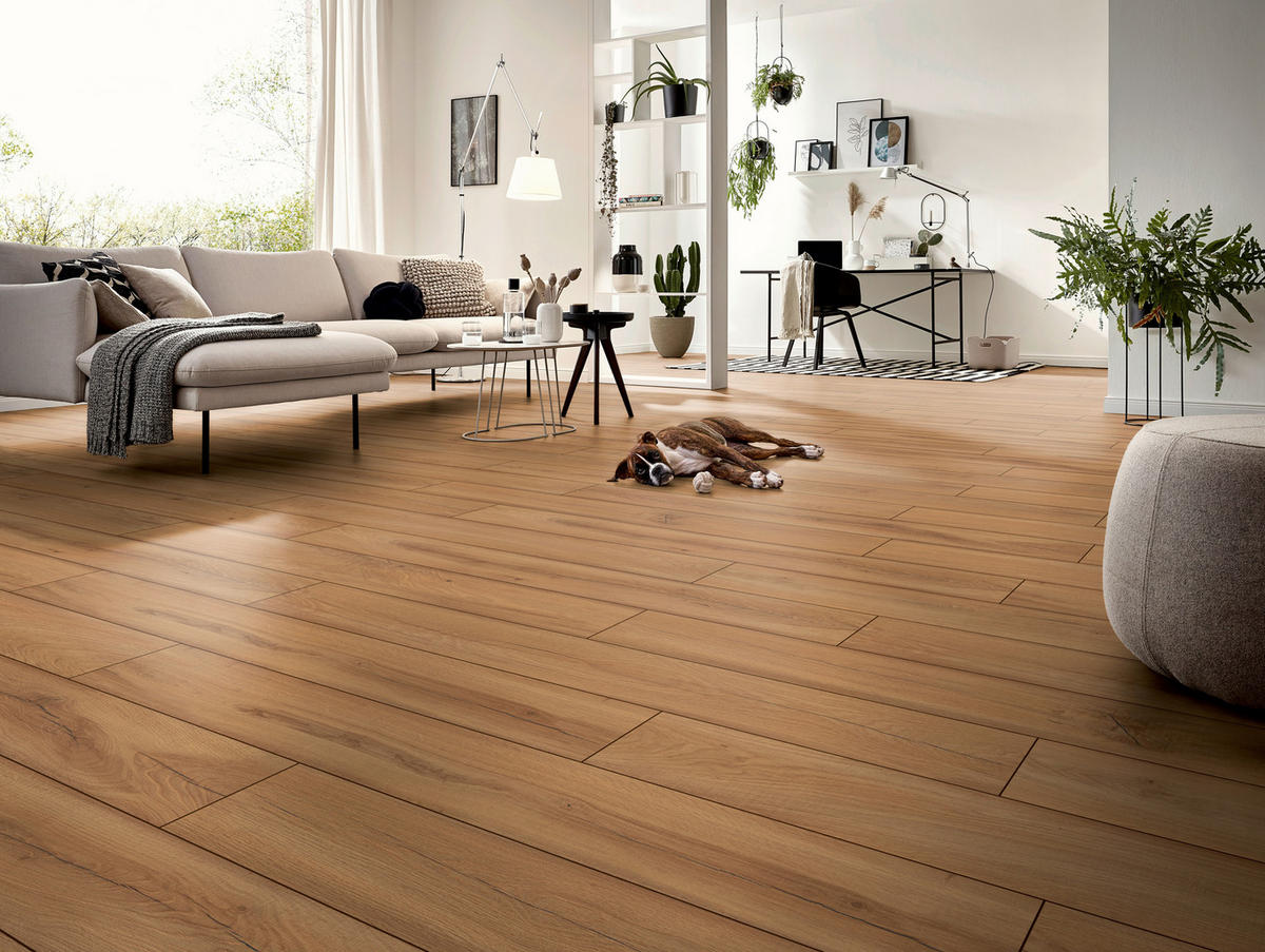 Kronotex Laminatboden Exquisit ca. 2,131 m² im Paket  B/L: ca. 19,3x138 cm pro Paket Exquisit ca. 2,131 m² im Paket - natur (19,30/138,00cm) - Kronotex