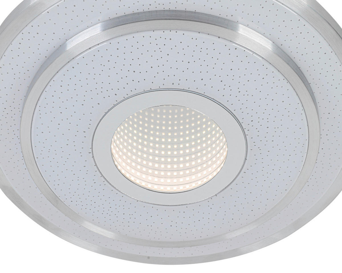 Nolo LED Deckenleuchte Chrom weiß Kunststoff Metall B/H/L: ca. 38x7,5x38 cm null 2 Brennstellen LED-Deckenleuchte_Nici - weiß/Chrom (38,00/38,00/7,50cm) - Nolo