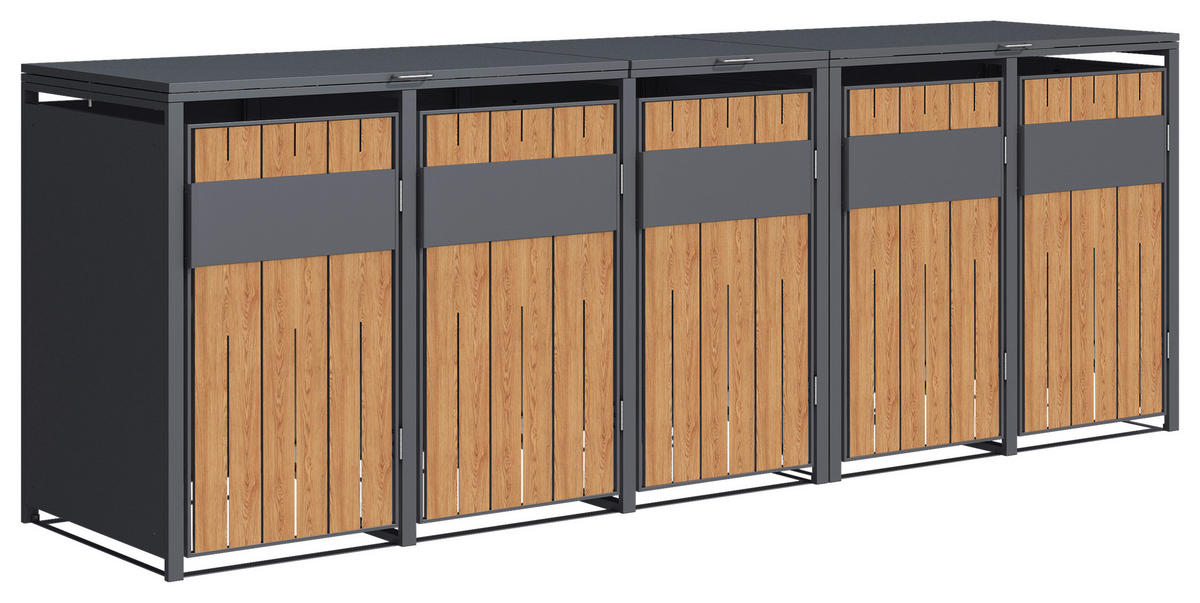Westmann Mülltonnenbox Varius Holzoptik B/H/L: ca. 330x116x80 cm Varius - Holzoptik (80,00/330,00/116,00cm) - Westmann