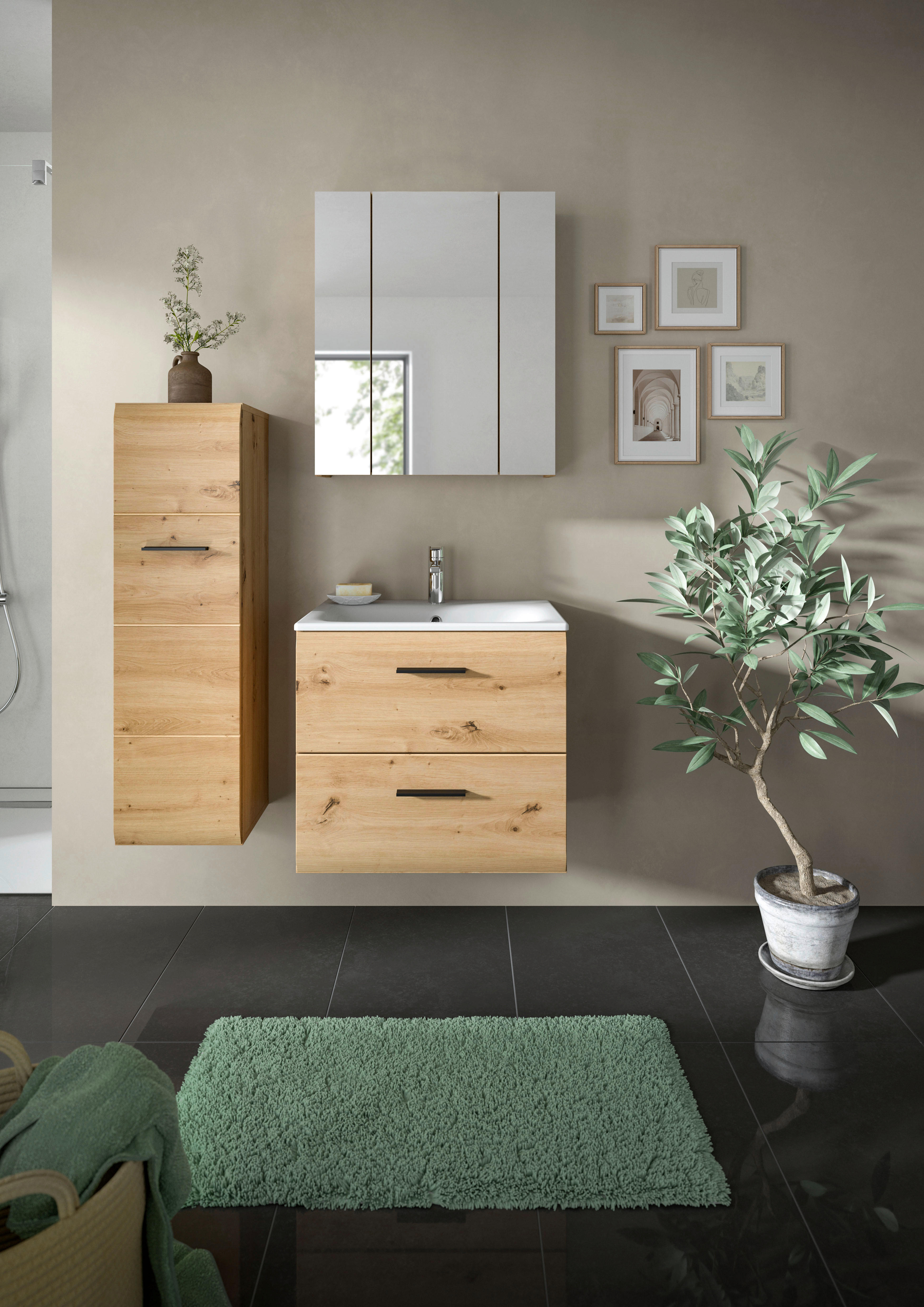Badezimmer-Set Ice Artisan Oak Nachbildung B/H/T: ca. 105x185x46 cm Ice - (105,00/185,00/46,00cm) - xonox.home
