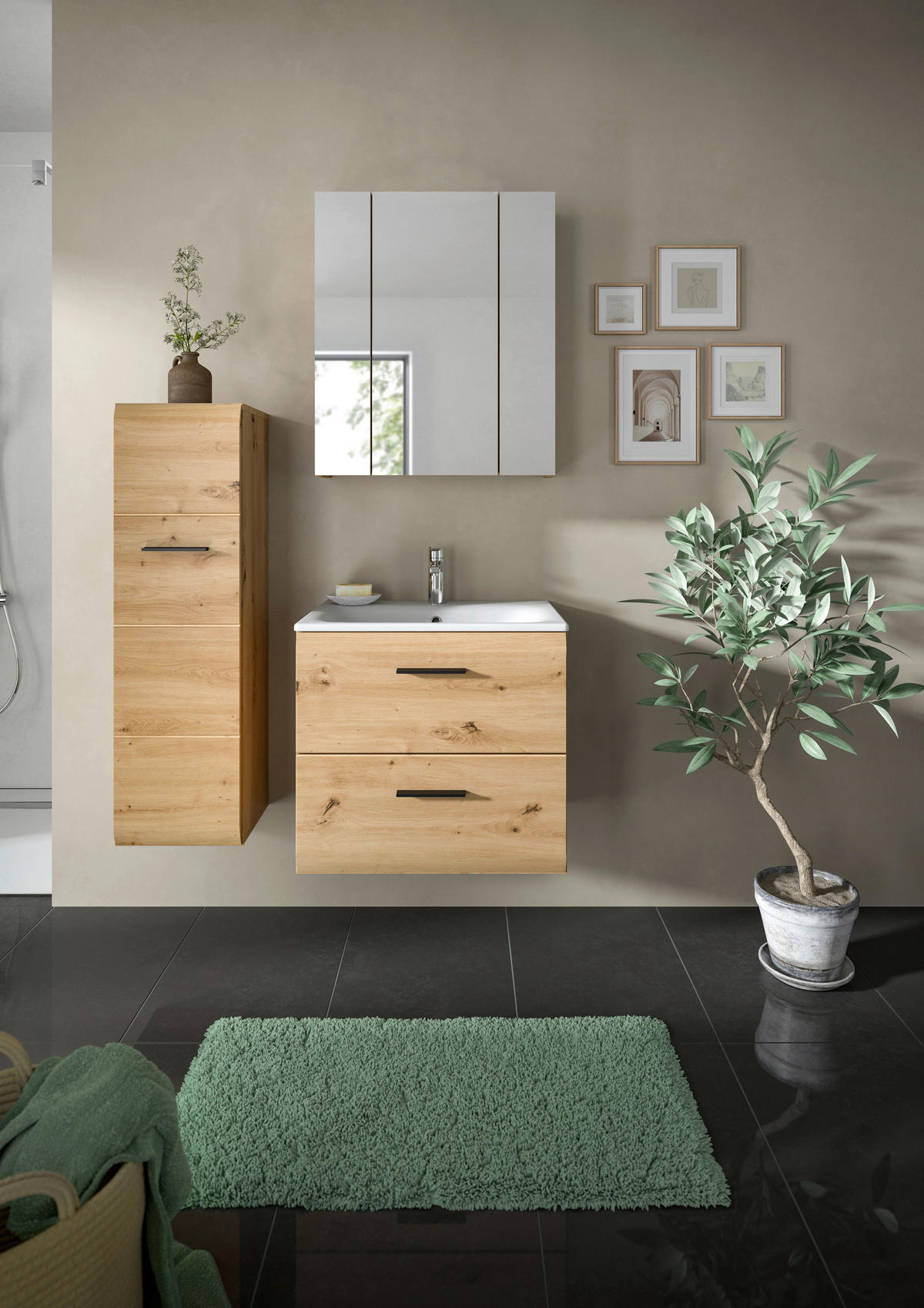 Badezimmer-Set Ice Artisan Oak Nachbildung B/H/T: ca. 105x185x46 cm Ice - (105,00/185,00/46,00cm) - xonox.home