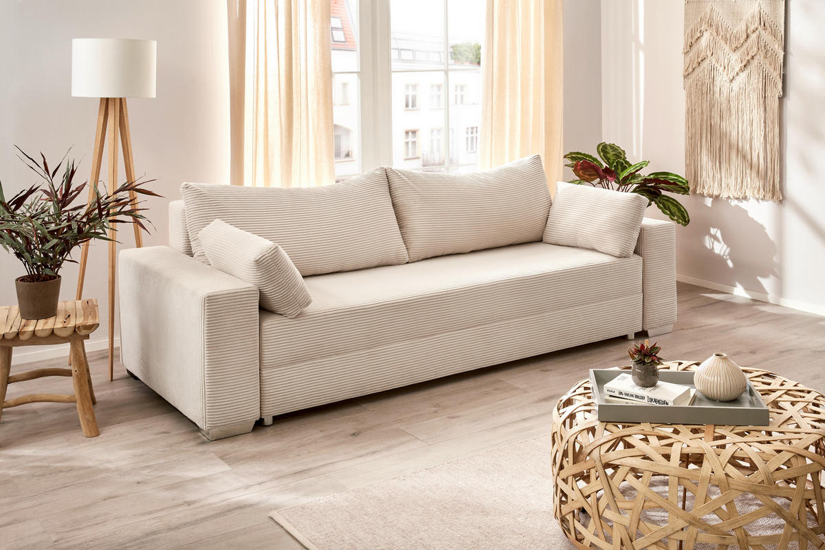 Schlafsofa Turin natur B/H/T: ca. 240x74x95 cm Turin - natur/Chrom (240,00/74,00/95,00cm)