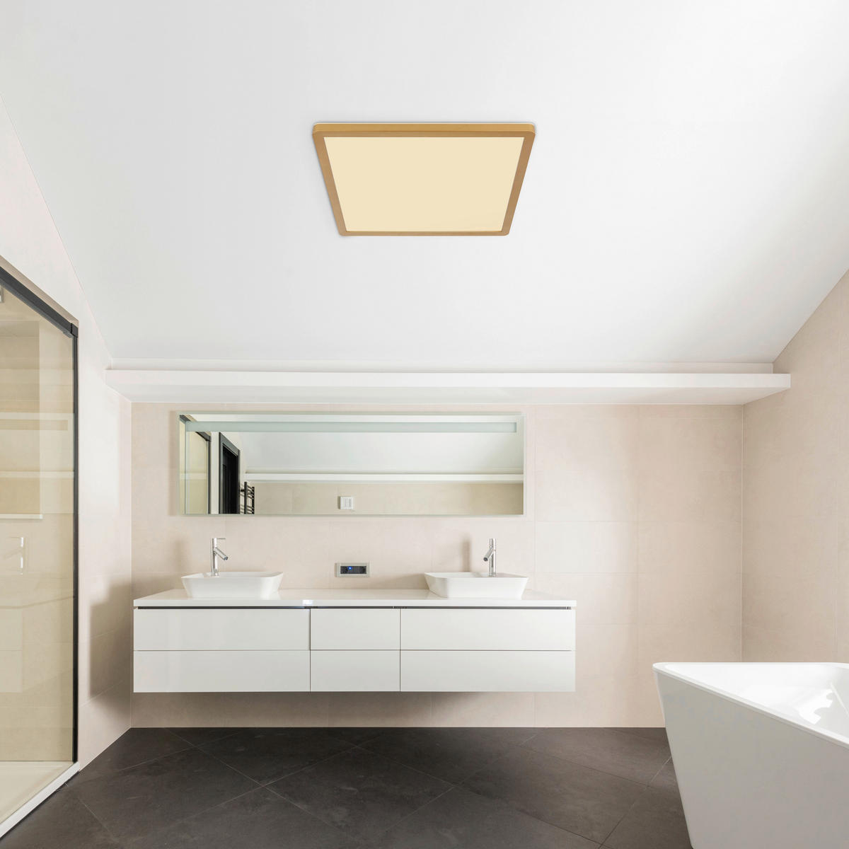 GLOBO LED-Deckenleuchte messing Opal Kunststoff B/H/T: ca. 42x2,5x42 cm SAPANA - messing/Opal (42,00/2,50/42,00cm) - GLOBO